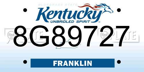 8G89727 Kentucky License Plate