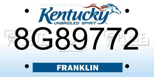 8G89772 Kentucky License Plate