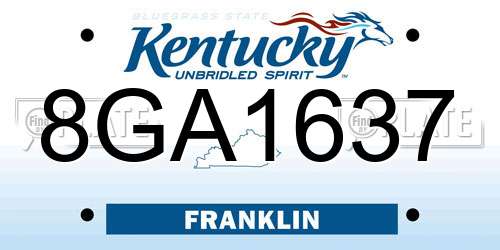8GA1637 Kentucky License Plate