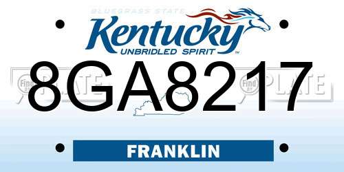 8GA8217 Kentucky License Plate