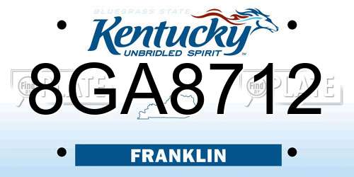 8GA8712 Kentucky License Plate