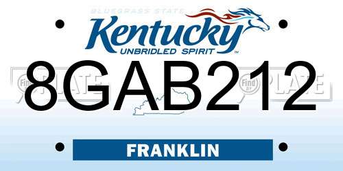 8GAB212 Kentucky License Plate