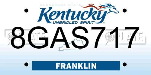 8GAS717 Kentucky License Plate
