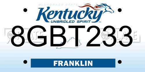 8GBT233 Kentucky License Plate