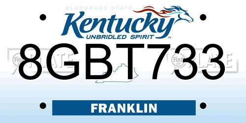 8GBT733 Kentucky License Plate