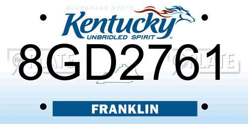 8GD2761 Kentucky License Plate