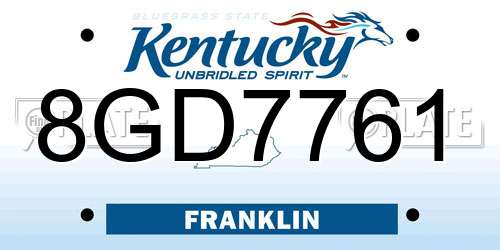 8GD7761 Kentucky License Plate