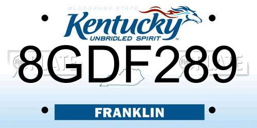 8GDF289 Kentucky License Plate