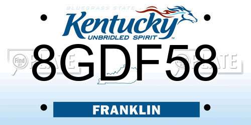 8GDF58 Kentucky License Plate