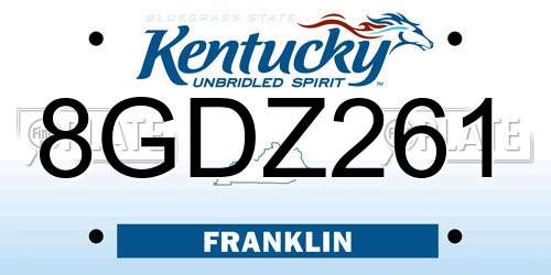 8GDZ261 Kentucky License Plate