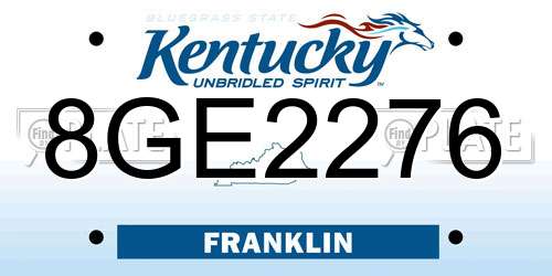 8GE2276 Kentucky License Plate