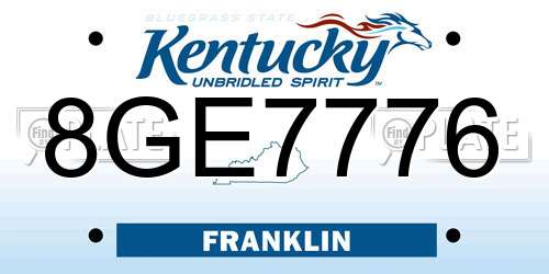 8GE7776 Kentucky License Plate