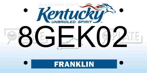 8GEK02 Kentucky License Plate