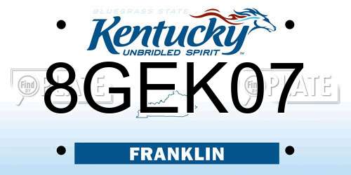 8GEK07 Kentucky License Plate