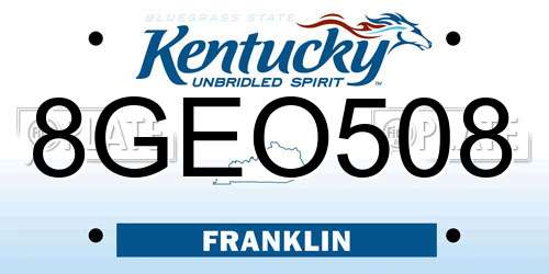 8GEO508 Kentucky License Plate