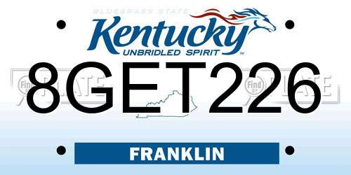 8GET226 Kentucky License Plate