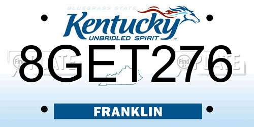 8GET276 Kentucky License Plate