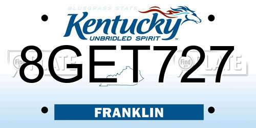 8GET727 Kentucky License Plate