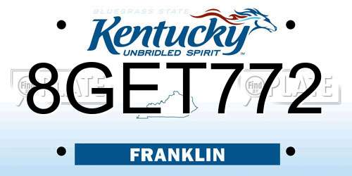 8GET772 Kentucky License Plate