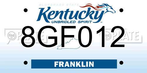 8GF012 Kentucky License Plate