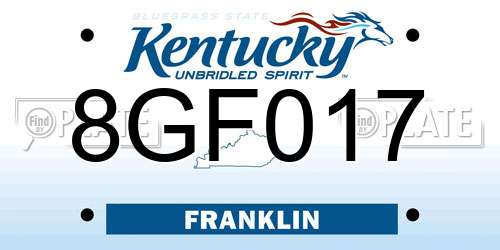 8GF017 Kentucky License Plate