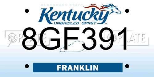 8GF391 Kentucky License Plate
