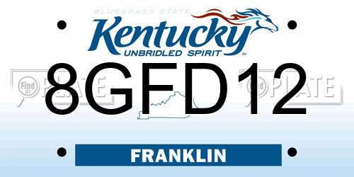 8GFD12 Kentucky License Plate