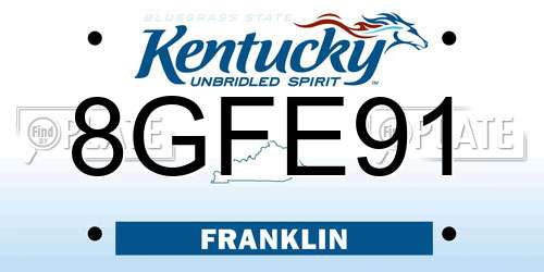 8GFE91 Kentucky License Plate