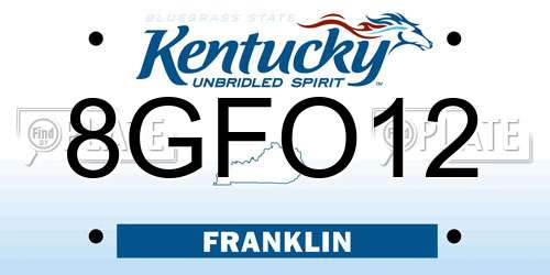 8GFO12 Kentucky License Plate