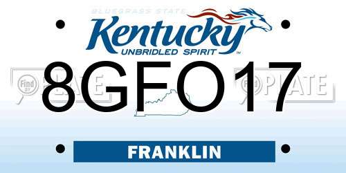 8GFO17 Kentucky License Plate