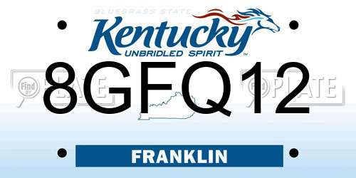 8GFQ12 Kentucky License Plate