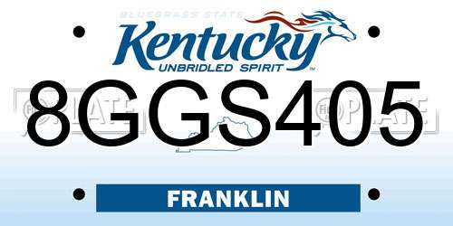 8GGS405 Kentucky License Plate