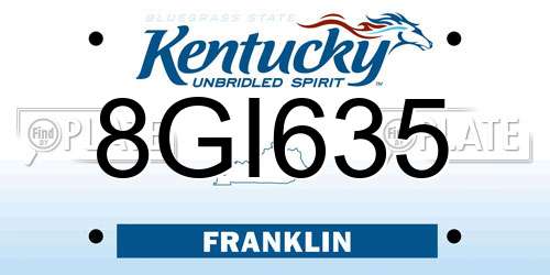 8GI635 Kentucky License Plate