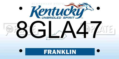 8GLA47 Kentucky License Plate