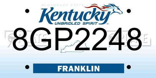 8GP2248 Kentucky License Plate