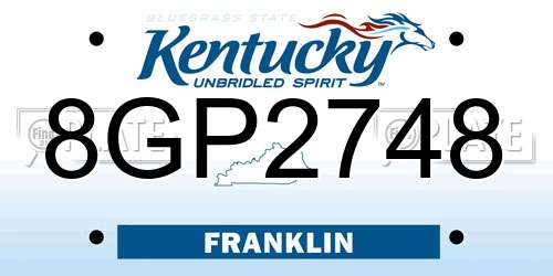 8GP2748 Kentucky License Plate