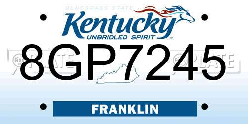 8GP7245 Kentucky License Plate