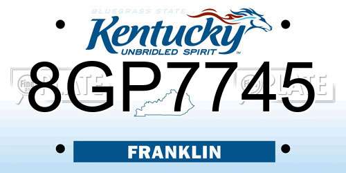 8GP7745 Kentucky License Plate
