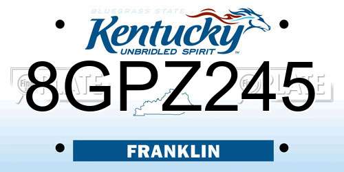 8GPZ245 Kentucky License Plate