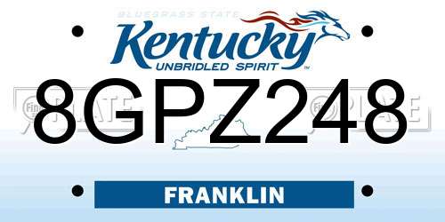 8GPZ248 Kentucky License Plate