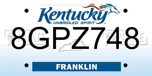 8GPZ748 Kentucky License Plate
