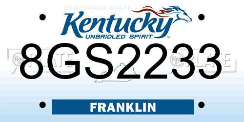 8GS2233 Kentucky License Plate