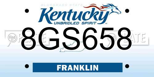 8GS658 Kentucky License Plate