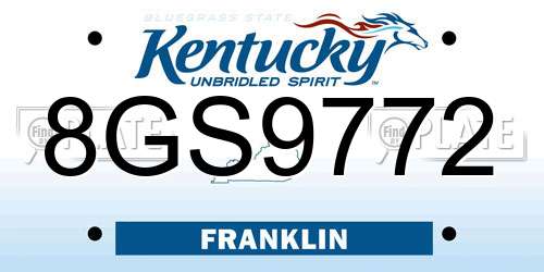 8GS9772 Kentucky License Plate