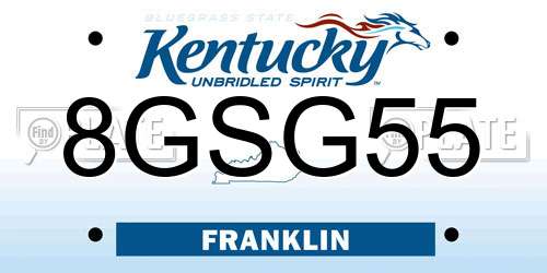 8GSG55 Kentucky License Plate