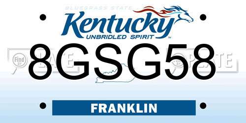 8GSG58 Kentucky License Plate