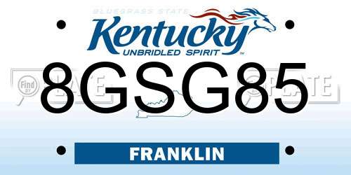 8GSG85 Kentucky License Plate