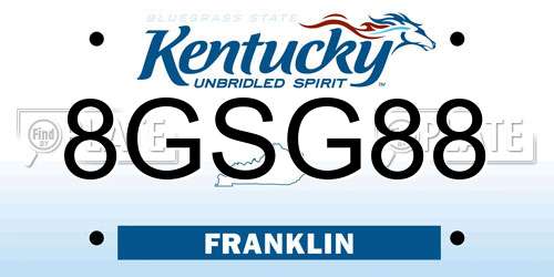 8GSG88 Kentucky License Plate