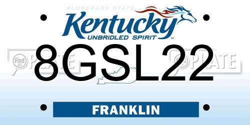 8GSL22 Kentucky License Plate