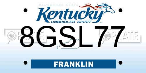 8GSL77 Kentucky License Plate
